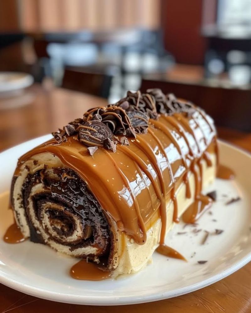 Chocolate caramel cake roll