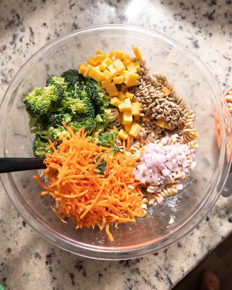 Broccoli cheddar pasta salad