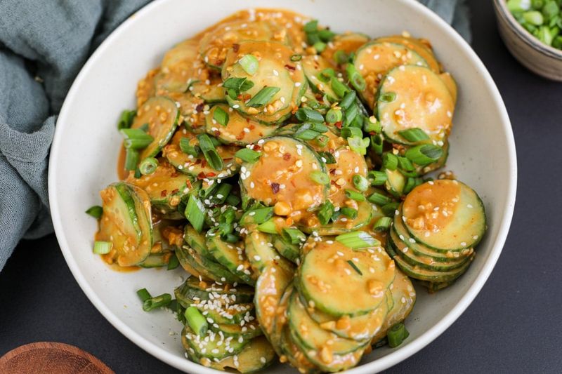 Spicy Cucumber Salad with Peanut Dressing