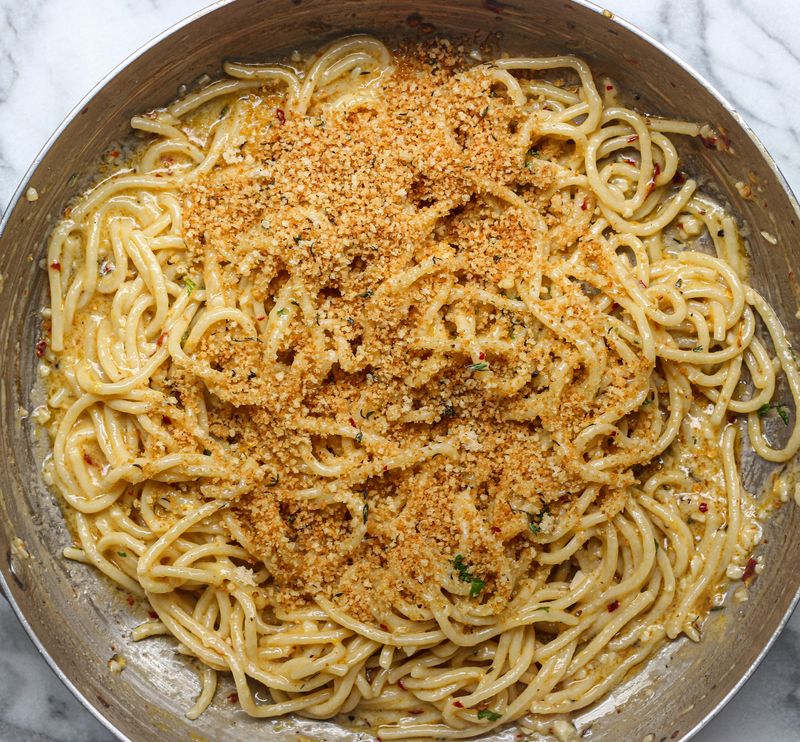 Lemon Pasta With Crispy Breadcrumbs (Pangrattato)