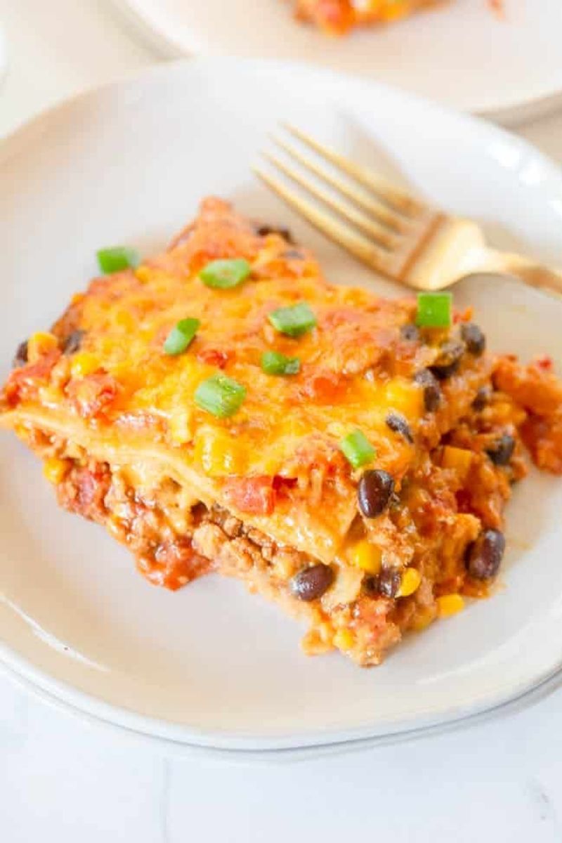 Turkey Sweet Potato Enchilada Casserole