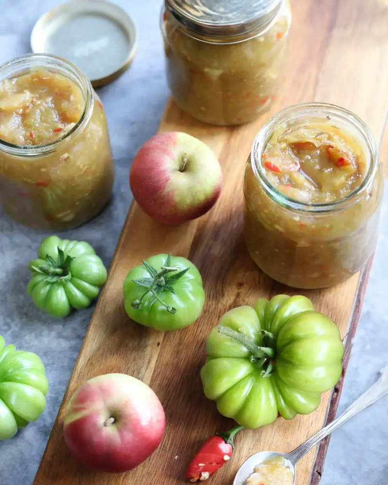 Spiced Green Tomato and Apple Chutney