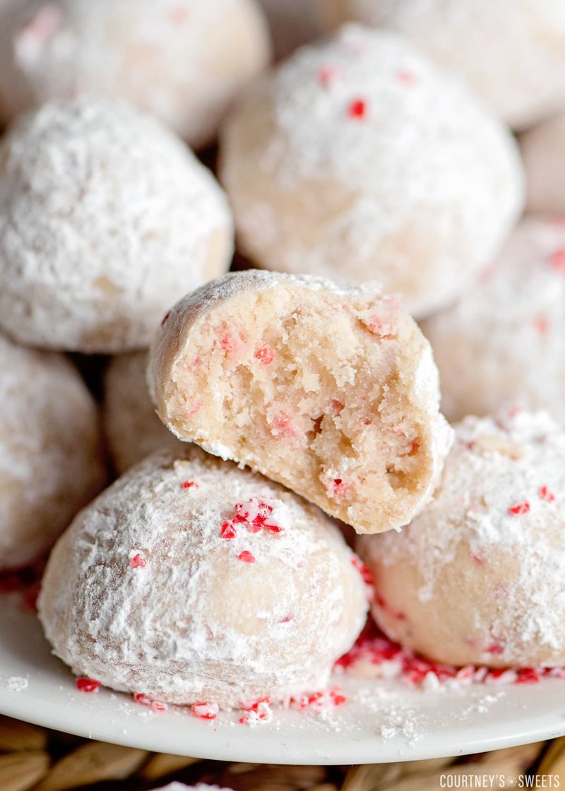 Peppermint snowball cookies