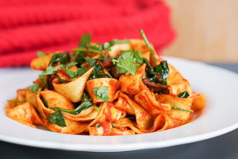 Harissa Tomato Pasta With Olives