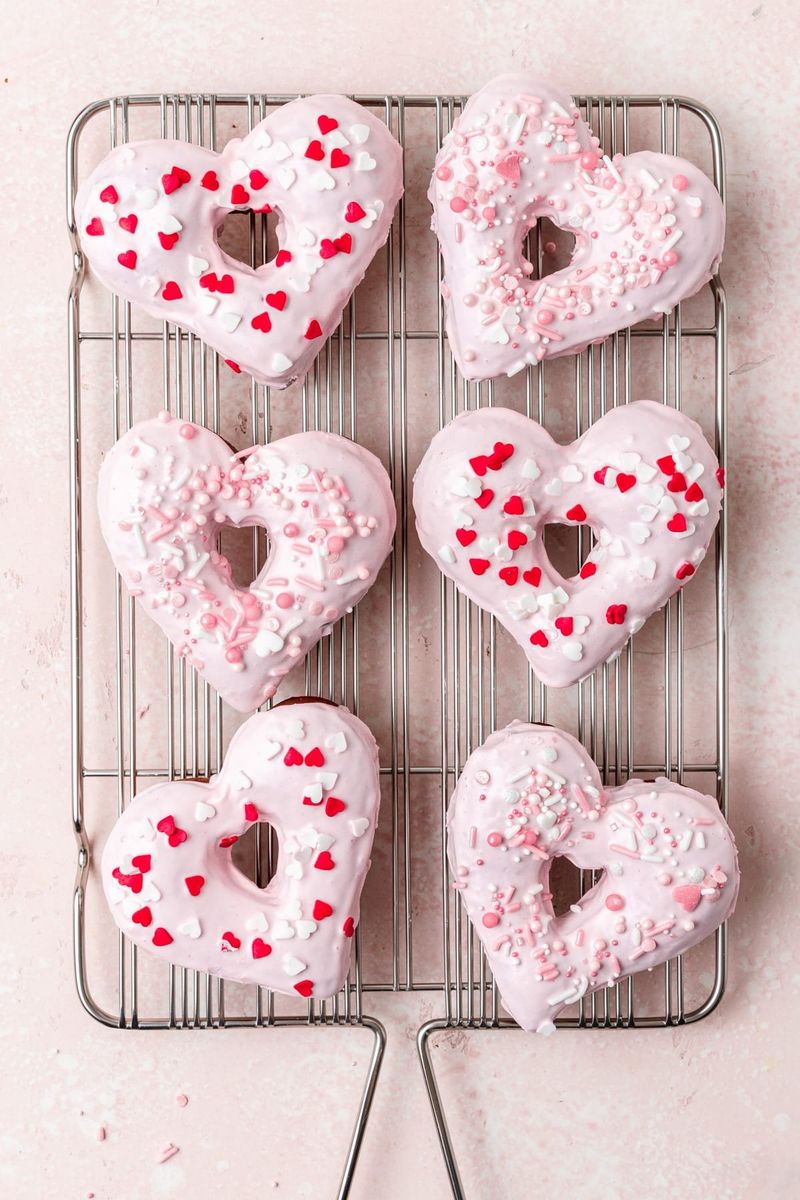 Mini Heart Donuts With Vanilla Glaze