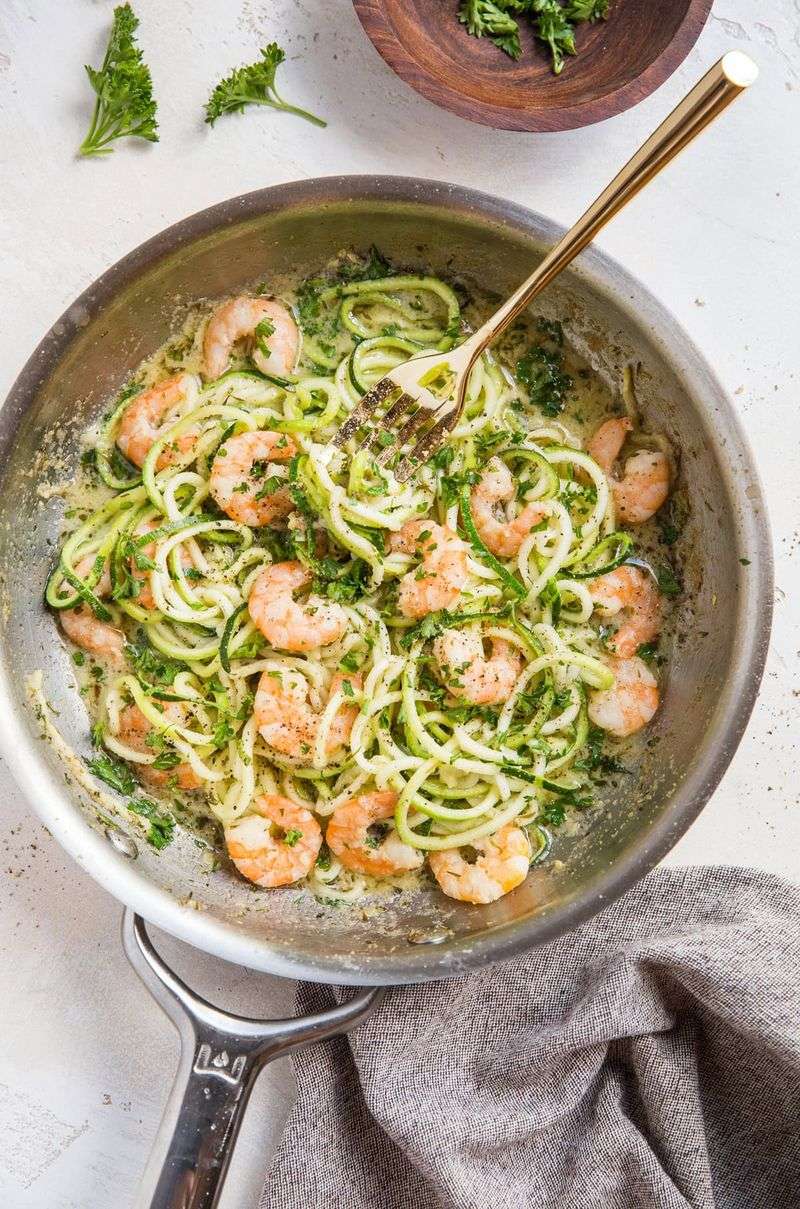 Shrimp Scampi Over Zucchini Noodles