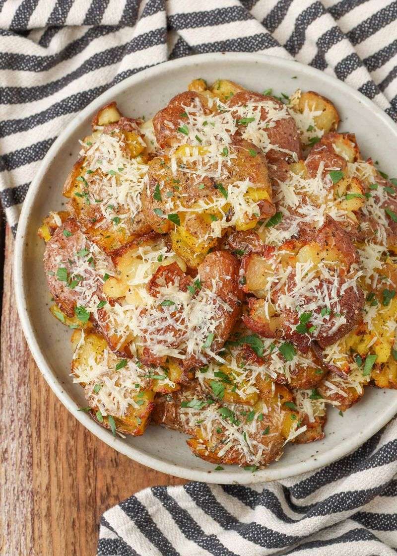 Smashed Potatoes With Parmesan and Herbs