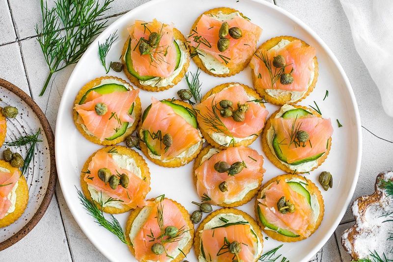 Smoked salmon on a cracker