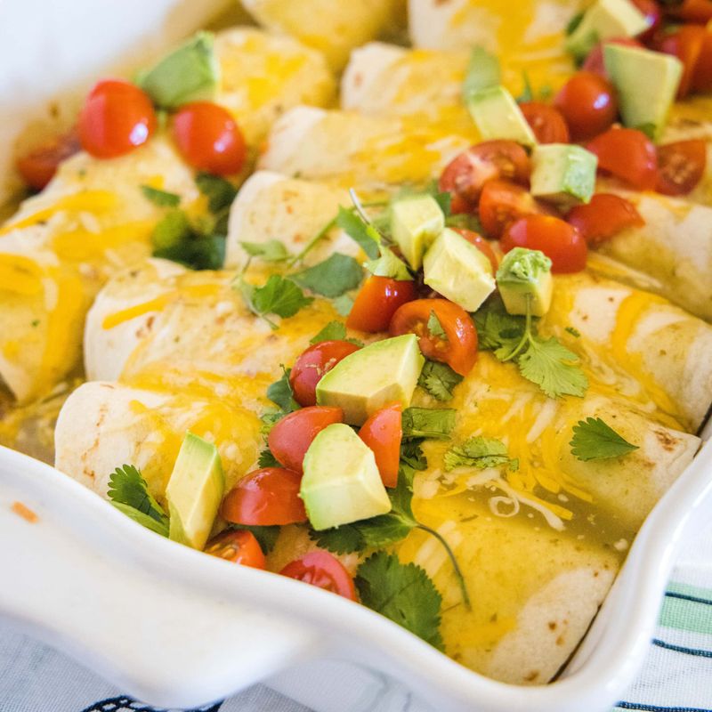 Breakfast Enchiladas With Canned Green Chile Sauce