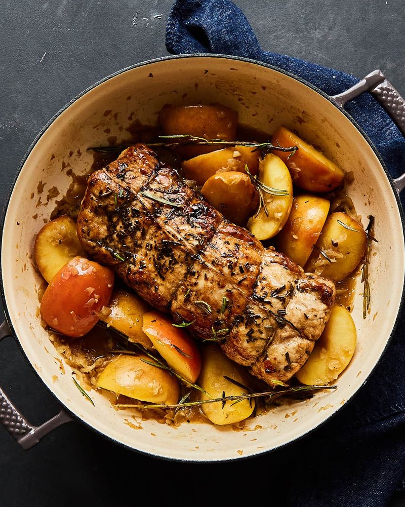 Citrus-glazed pork tenderloin with rosemary apples