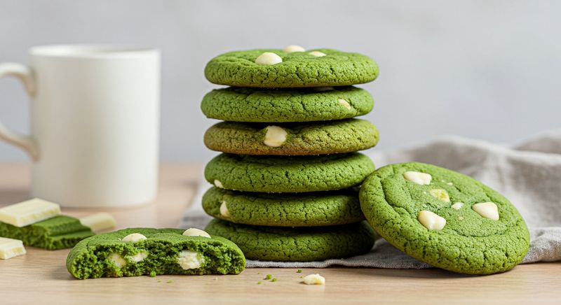 White chocolate matcha cookies