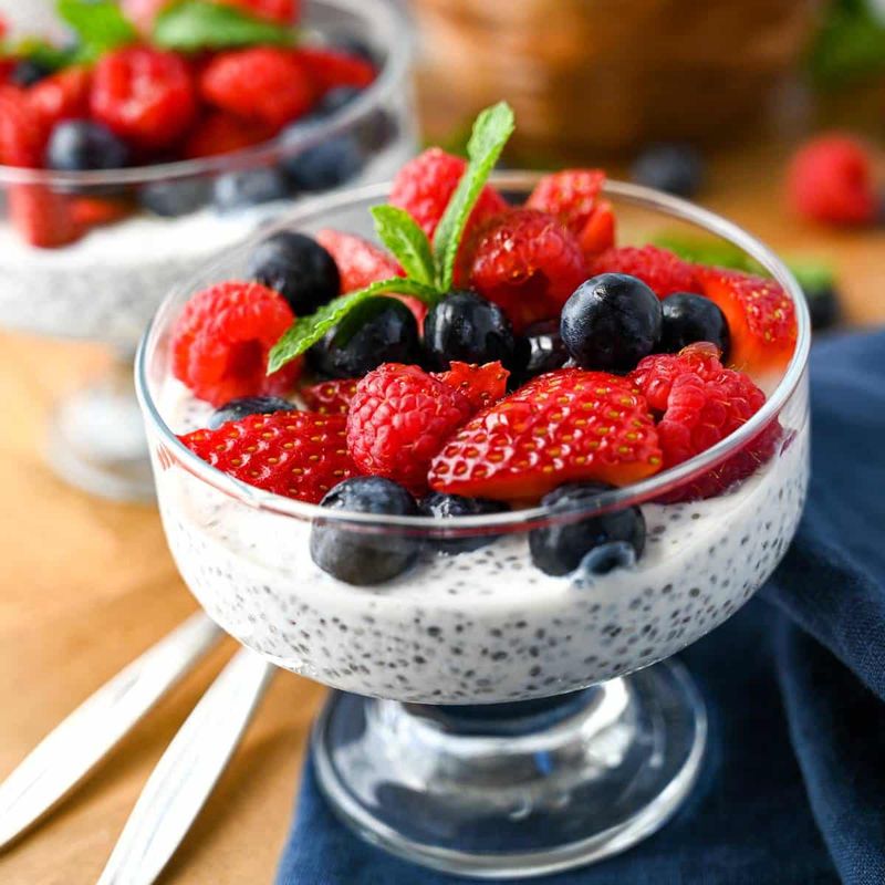 Berries with Greek Yogurt and Chia Seeds