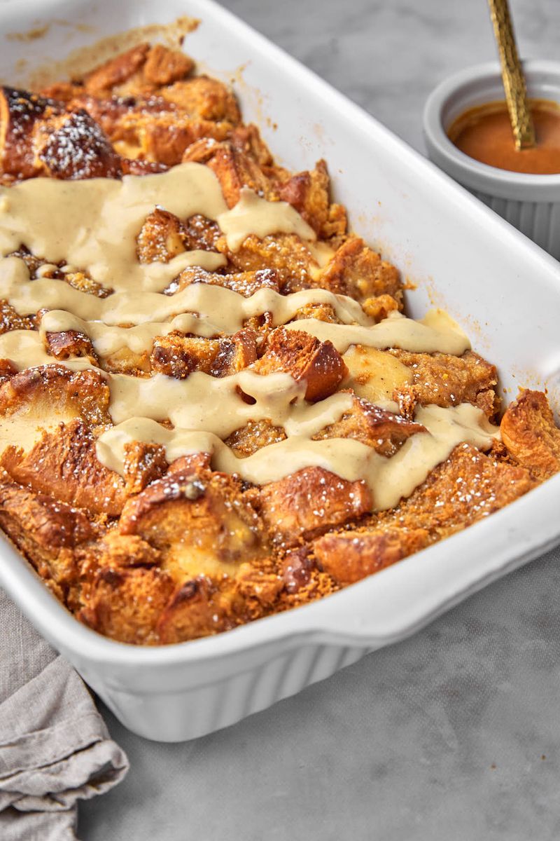Biscoff cookie butter bread pudding