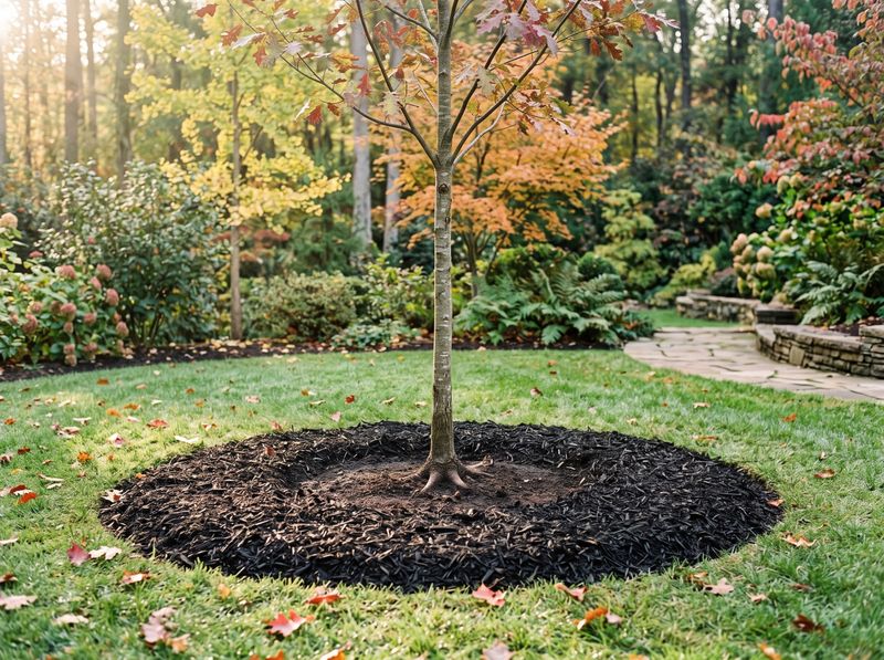 Plant in fall with the root flare at the soil surface