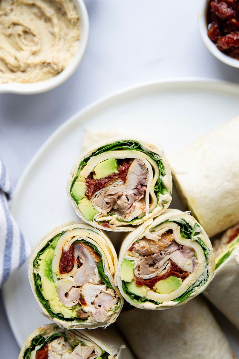 Turkey and Hummus Spinach Wrap