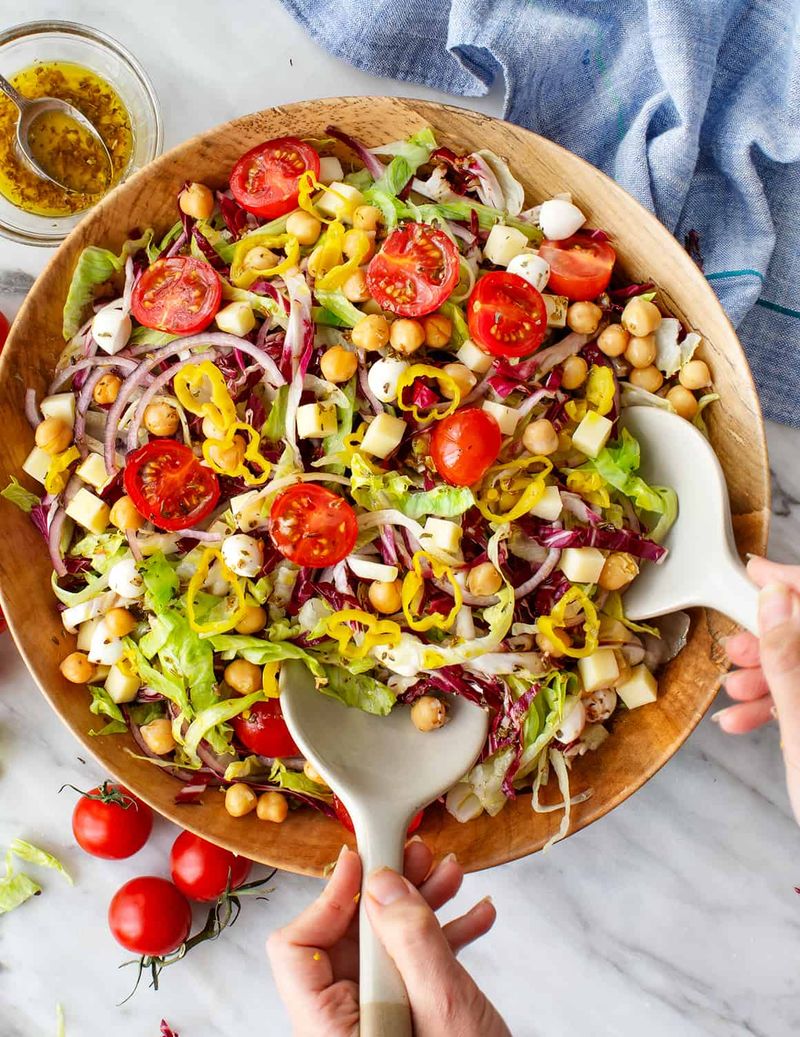 Italian Chopped Salad With Salami And Chickpeas