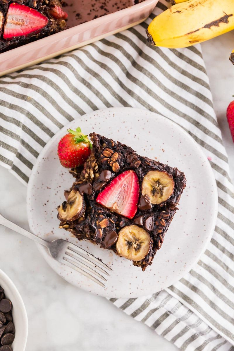 Baked Chocolate Oatmeal With Strawberries