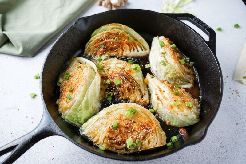 Seared Cabbage Wedges with Sesame and Soy Glaze