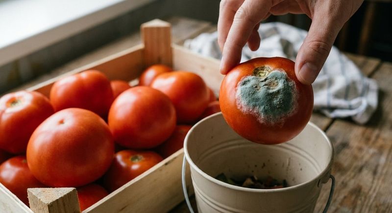 Discard a moldy tomato