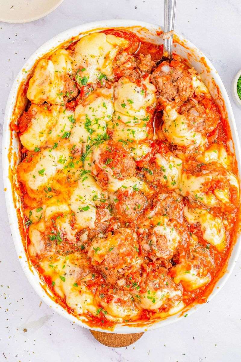 Cheesy Meatball Casserole