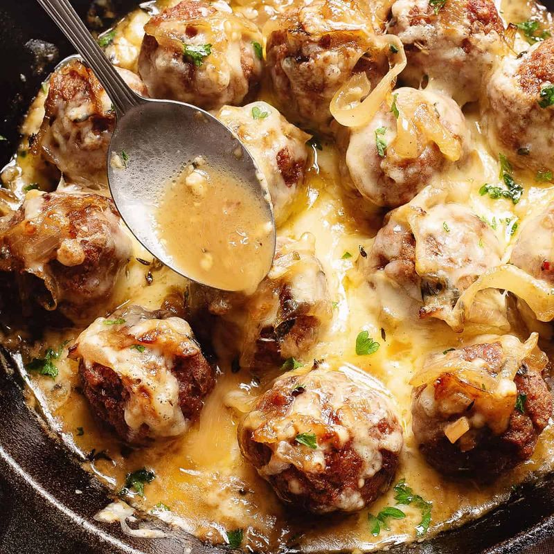 French Onion Meatballs