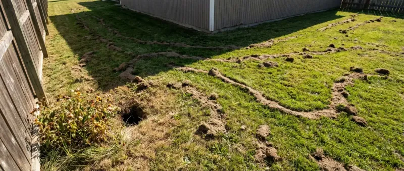 The tunnels signal active foraging, not a confirmed grub outbreak