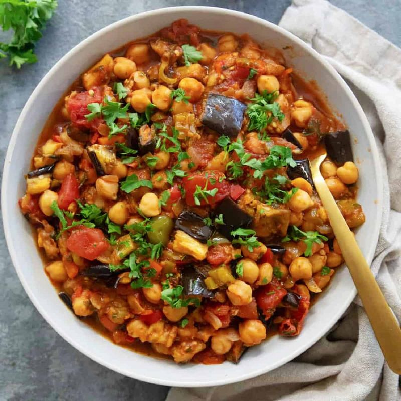One-Pot Eggplant and Tomato Chickpea Stew