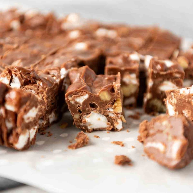 Rocky Road Fudge with Extra Marshmallow Layers