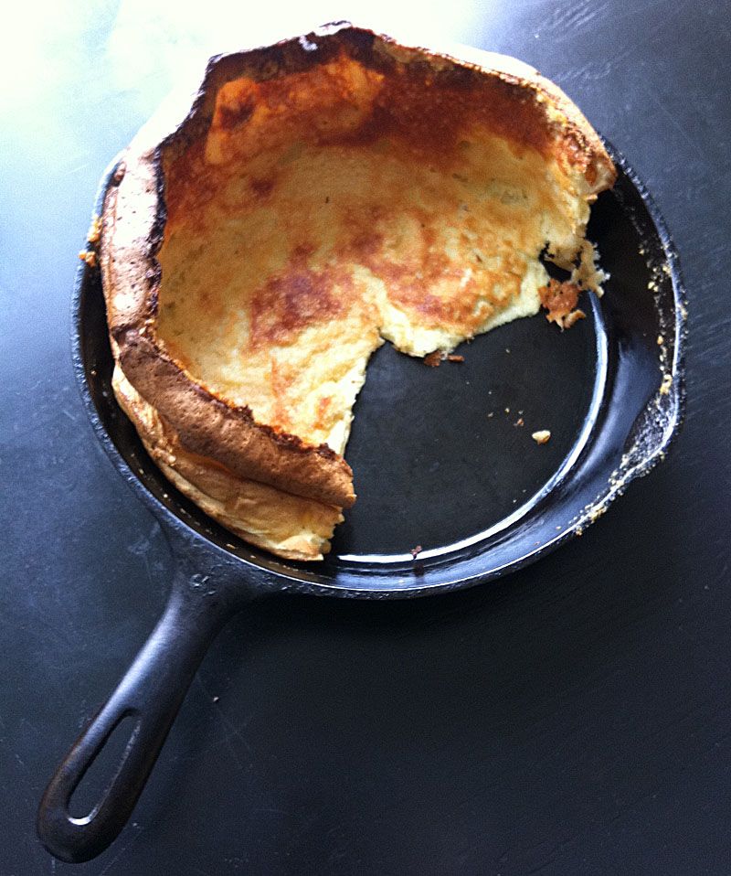 Popovers and Dutch baby pancakes in a hot pan