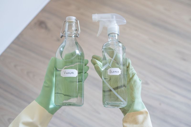 Never mix bleach with vinegar or other cleaners
