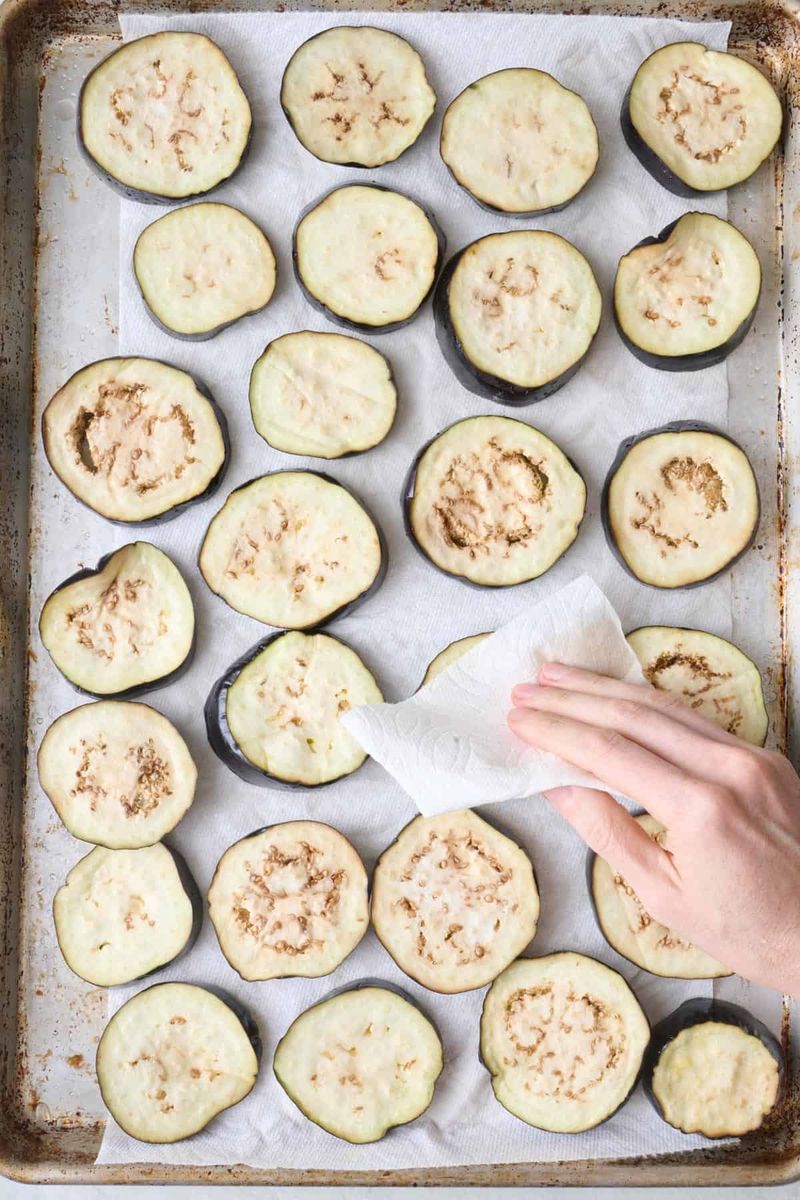 Not Drying the Eggplant Thoroughly