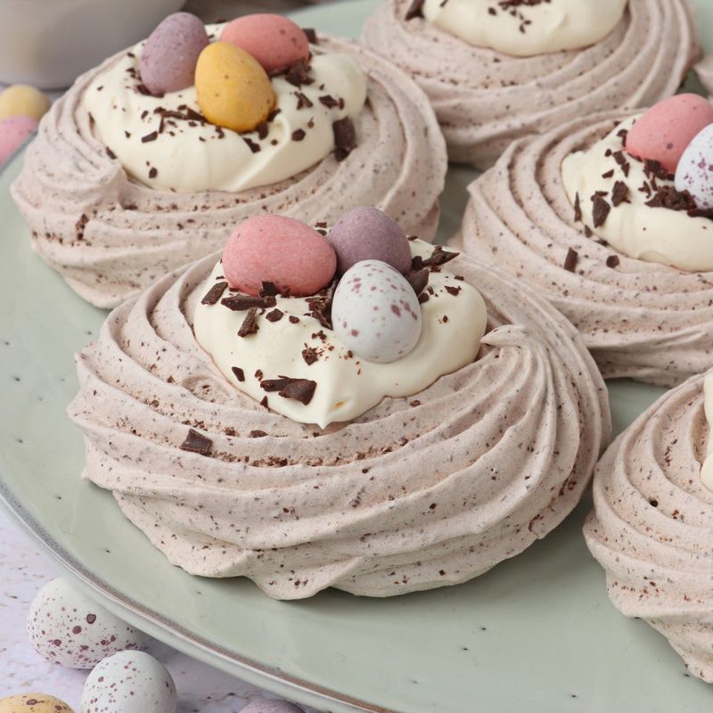 Easter Chocolate Swirl Meringue Nests