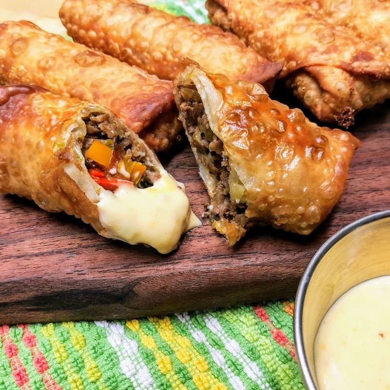 Philly cheesesteak egg rolls