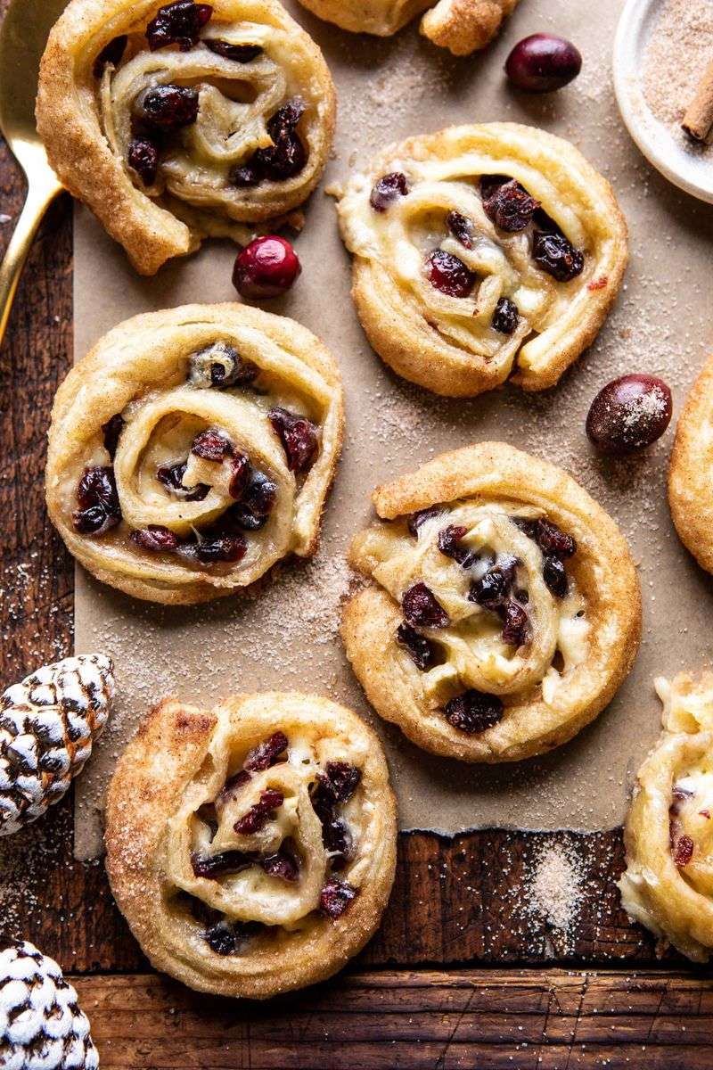 Cranberry Brie Cinnamon Puff Pastry Swirls