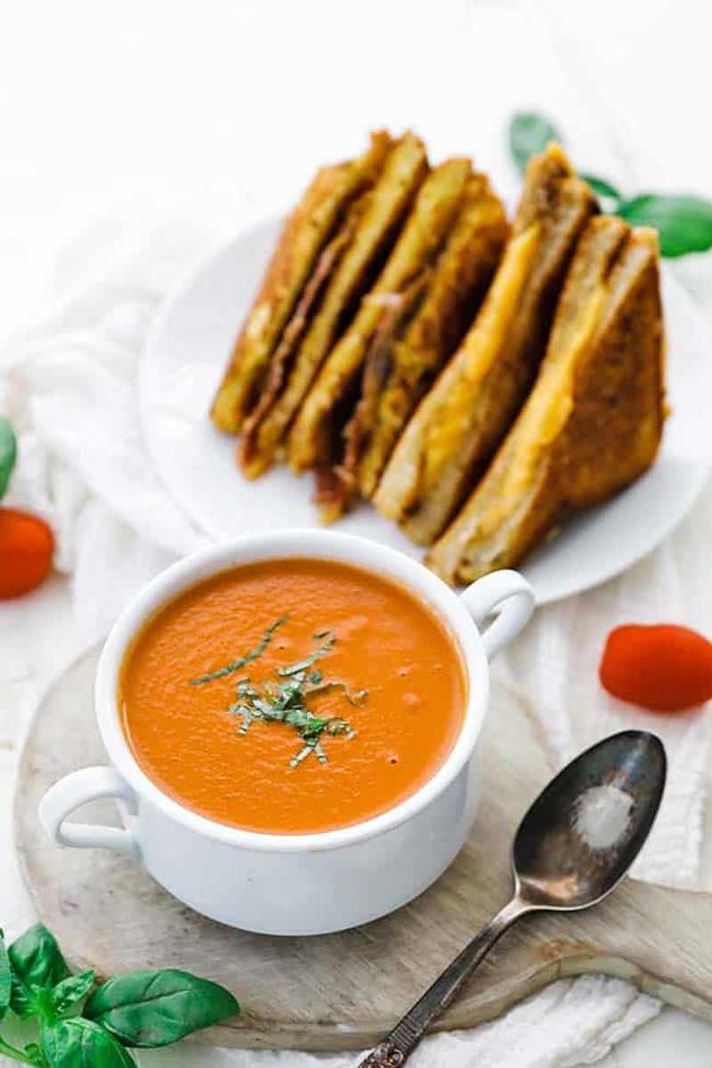 Tomato soup plus a mini grilled cheese