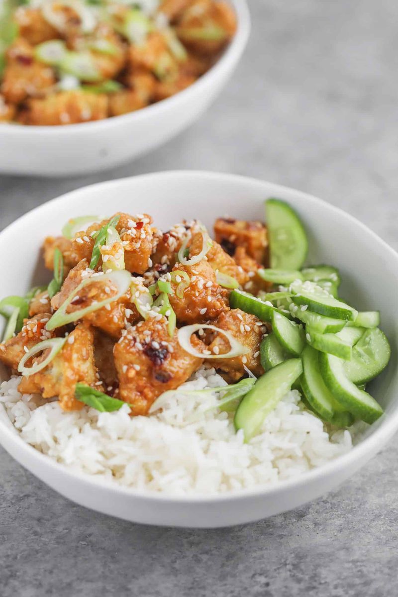 Garlic Chili Oil Tofu Over Rice