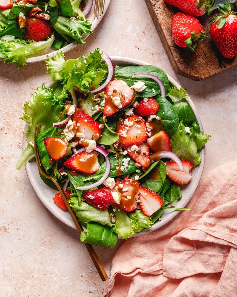 Strawberry Spring Salad with Feta and Candied Pecans