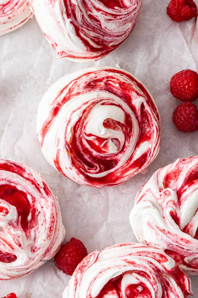 Raspberry Ripple Meringues