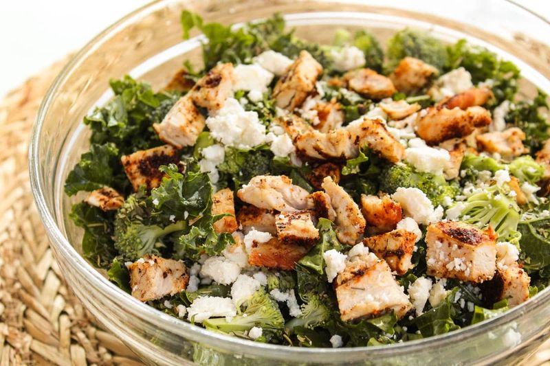 Pesto Tuscan Kale Salad with Chicken