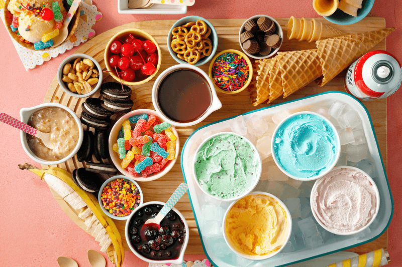 Ice cream sundae bar at home