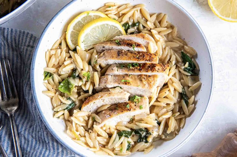 Garlic Butter Cutlets With Lemon Orzo