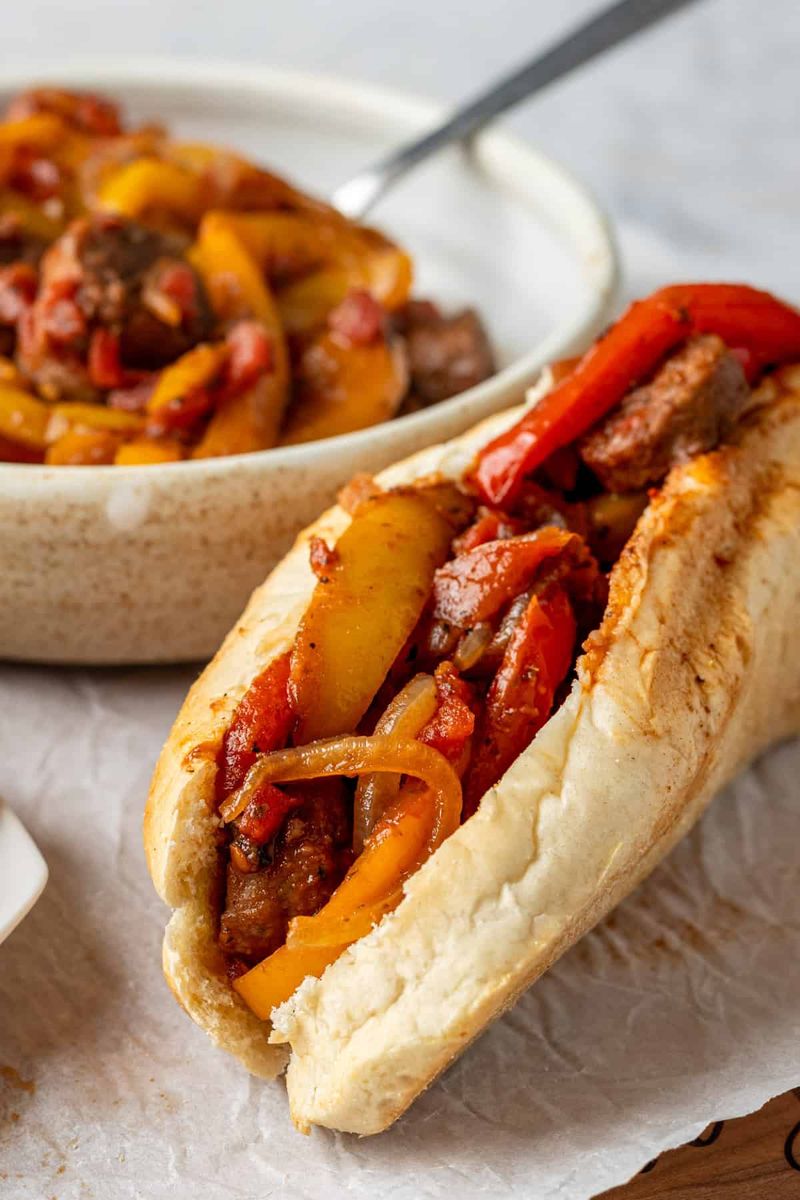 Venison Sausage With Peppers and Onions