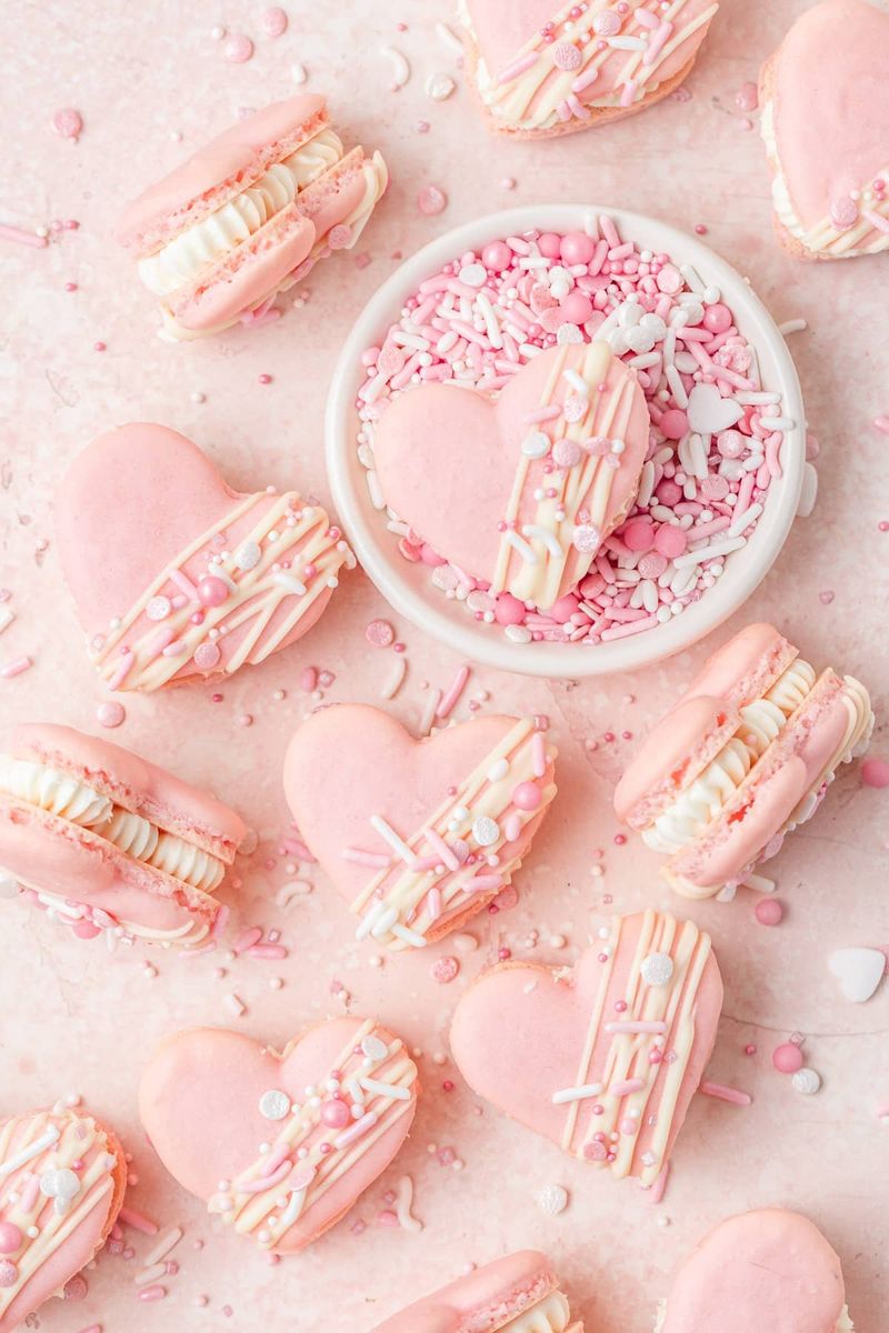 Heart-shaped macarons