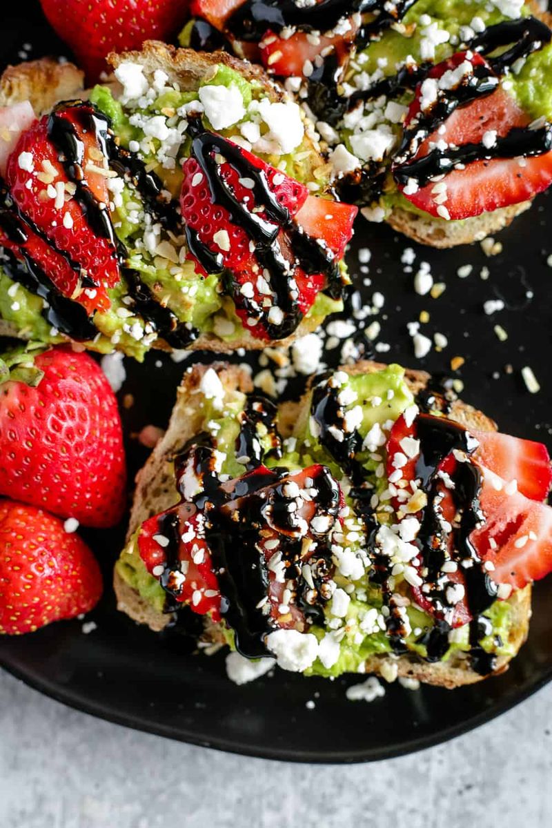 Avocado Strawberry Toast with Balsamic Glaze