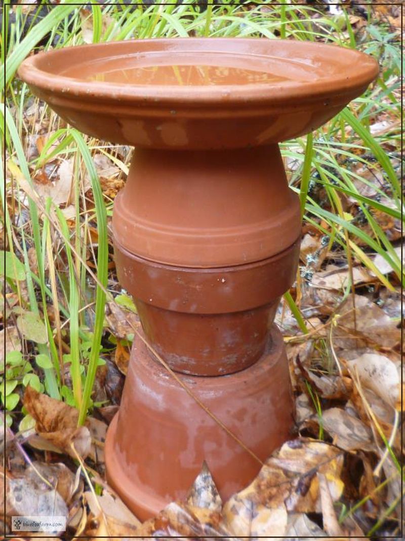 Terracotta Saucer On A Stacked Pot Pedestal