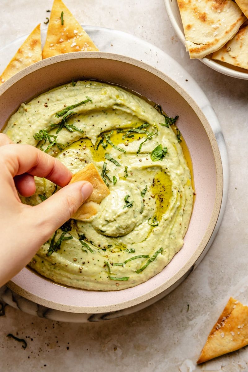 White Bean Hummus with Fresh Thyme and Basil