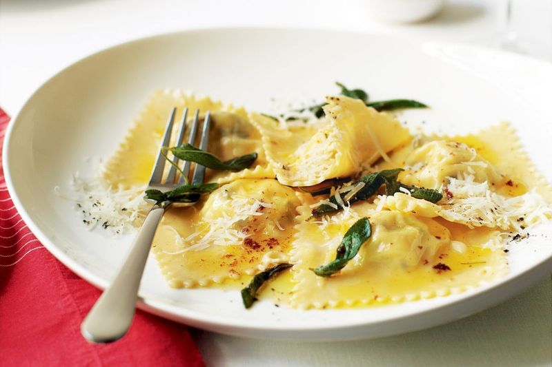 Potato, Mint, and Pecorino Ravioli With Garlic Olive Oil