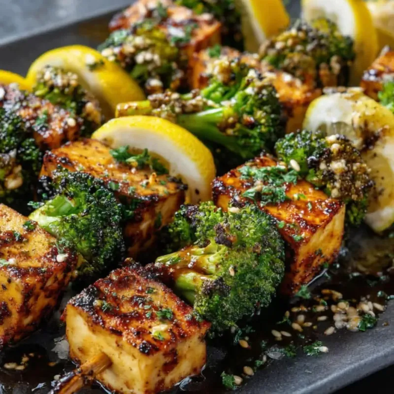 Lemon Garlic Tofu With Broccoli