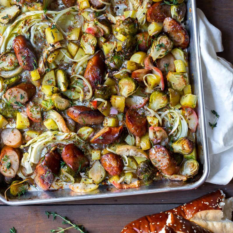 Sausage And Apple Sheet-Pan Dinner