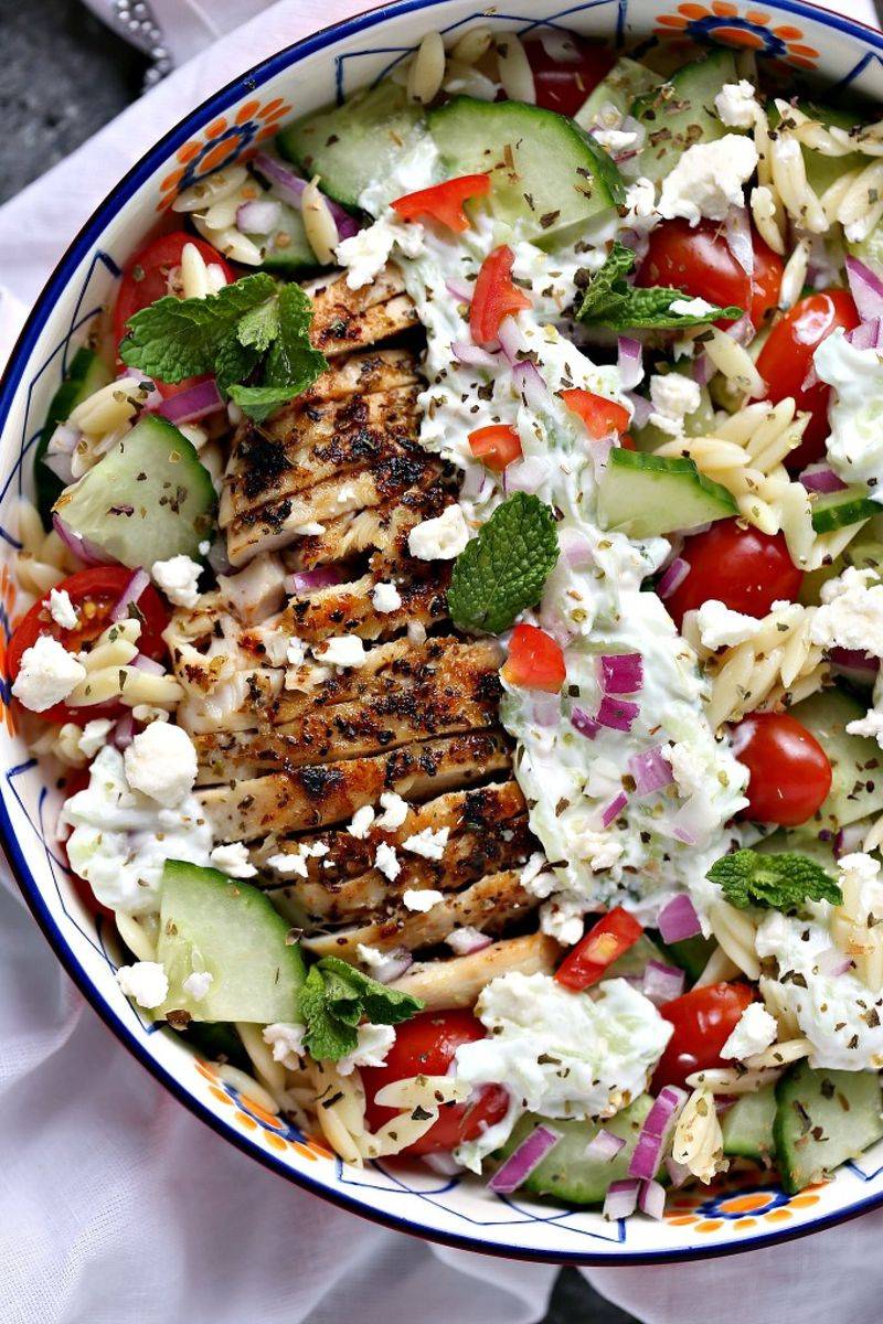 Orzo With Grilled Chicken and Tzatziki